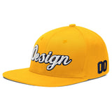 Custom Yellow Navy-White 3D Puff Embroidery Flat Embroidery Casual Sport Baseball Cap