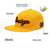 Custom Yellow Navy-White 3D Puff Embroidery Flat Embroidery Casual Sport Baseball Cap