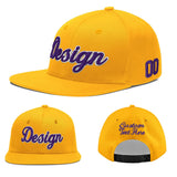 Custom Yellow Navy-White 3D Puff Embroidery Flat Embroidery Casual Sport Baseball Cap