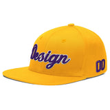 Custom Yellow Navy-White 3D Puff Embroidery Flat Embroidery Casual Sport Baseball Cap