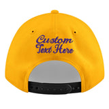 Custom Yellow Navy-White 3D Puff Embroidery Flat Embroidery Casual Sport Baseball Cap