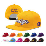 Custom Yellow Navy-White 3D Puff Embroidery Flat Embroidery Casual Sport Baseball Cap