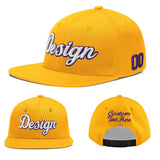 Custom Yellow Navy-White 3D Puff Embroidery Flat Embroidery Casual Sport Baseball Cap