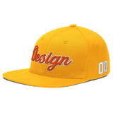 Custom Yellow Navy-White 3D Puff Embroidery Flat Embroidery Casual Sport Baseball Cap