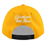 Custom Yellow Navy-White 3D Puff Embroidery Flat Embroidery Casual Sport Baseball Cap
