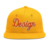 Custom Yellow Navy-White 3D Puff Embroidery Flat Embroidery Casual Sport Baseball Cap