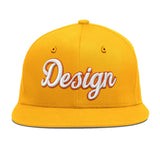 Custom Yellow Navy-White 3D Puff Embroidery Flat Embroidery Casual Sport Baseball Cap