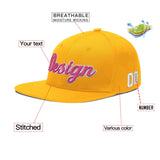 Custom Yellow Navy-White 3D Puff Embroidery Flat Embroidery Casual Sport Baseball Cap