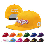 Custom Yellow Navy-White 3D Puff Embroidery Flat Embroidery Casual Sport Baseball Cap