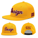 Custom Yellow Navy-White 3D Puff Embroidery Flat Embroidery Casual Sport Baseball Cap