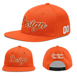 Custom Orange-White 3D Puff Embroidery Flat Embroidery Casual Sport Baseball Cap