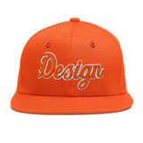 Custom Orange-White 3D Puff Embroidery Flat Embroidery Casual Sport Baseball Cap
