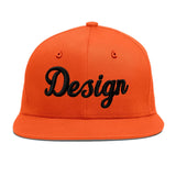Custom Orange-White 3D Puff Embroidery Flat Embroidery Casual Sport Baseball Cap