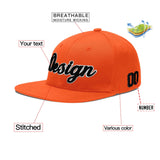 Custom Orange-White 3D Puff Embroidery Flat Embroidery Casual Sport Baseball Cap