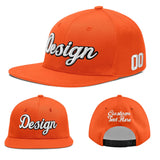 Custom Orange-White 3D Puff Embroidery Flat Embroidery Casual Sport Baseball Cap