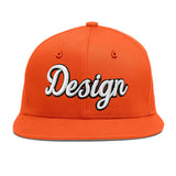 Custom Orange-White 3D Puff Embroidery Flat Embroidery Casual Sport Baseball Cap