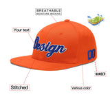 Custom Orange-White 3D Puff Embroidery Flat Embroidery Casual Sport Baseball Cap