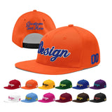 Custom Orange-White 3D Puff Embroidery Flat Embroidery Casual Sport Baseball Cap