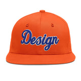 Custom Orange-White 3D Puff Embroidery Flat Embroidery Casual Sport Baseball Cap