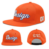 Custom Orange-White 3D Puff Embroidery Flat Embroidery Casual Sport Baseball Cap
