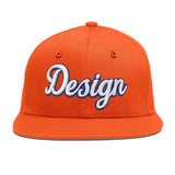 Custom Orange-White 3D Puff Embroidery Flat Embroidery Casual Sport Baseball Cap