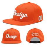 Custom Orange-White 3D Puff Embroidery Flat Embroidery Casual Sport Baseball Cap