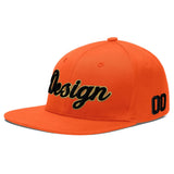 Custom Orange-White 3D Puff Embroidery Flat Embroidery Casual Sport Baseball Cap