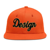 Custom Orange-White 3D Puff Embroidery Flat Embroidery Casual Sport Baseball Cap