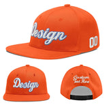Custom Orange-White 3D Puff Embroidery Flat Embroidery Casual Sport Baseball Cap