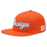 Custom Orange-White 3D Puff Embroidery Flat Embroidery Casual Sport Baseball Cap