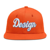 Custom Orange-White 3D Puff Embroidery Flat Embroidery Casual Sport Baseball Cap