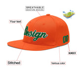 Custom Orange 3D Puff Embroidery Flat Embroidery Casual Sport Baseball Cap