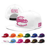 Custom White Pink 3D Puff Embroidery Flat Embroidery Casual Sport Baseball Cap