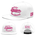 Custom White Pink 3D Puff Embroidery Flat Embroidery Casual Sport Baseball Cap
