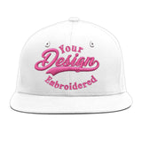 Custom White Pink 3D Puff Embroidery Flat Embroidery Casual Sport Baseball Cap