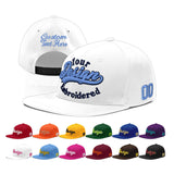 Custom White Light Blue-Navy 3D Puff Embroidery Flat Embroidery Casual Sport Baseball Cap
