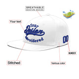 Custom White Light Blue-Navy 3D Puff Embroidery Flat Embroidery Casual Sport Baseball Cap