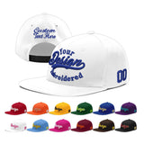Custom White Light Blue-Navy 3D Puff Embroidery Flat Embroidery Casual Sport Baseball Cap