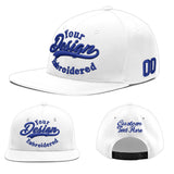 Custom White Light Blue-Navy 3D Puff Embroidery Flat Embroidery Casual Sport Baseball Cap