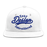 Custom White Light Blue-Navy 3D Puff Embroidery Flat Embroidery Casual Sport Baseball Cap