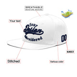 Custom White Light Blue-Navy 3D Puff Embroidery Flat Embroidery Casual Sport Baseball Cap