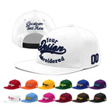 Custom White Light Blue-Navy 3D Puff Embroidery Flat Embroidery Casual Sport Baseball Cap