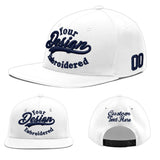 Custom White Light Blue-Navy 3D Puff Embroidery Flat Embroidery Casual Sport Baseball Cap
