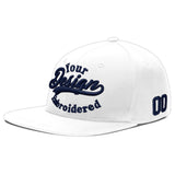 Custom White Light Blue-Navy 3D Puff Embroidery Flat Embroidery Casual Sport Baseball Cap