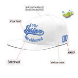 Custom White Light Blue-Navy 3D Puff Embroidery Flat Embroidery Casual Sport Baseball Cap