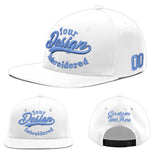 Custom White Light Blue-Navy 3D Puff Embroidery Flat Embroidery Casual Sport Baseball Cap