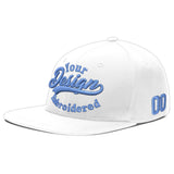 Custom White Light Blue-Navy 3D Puff Embroidery Flat Embroidery Casual Sport Baseball Cap