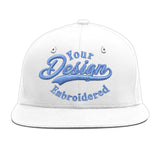 Custom White Light Blue-Navy 3D Puff Embroidery Flat Embroidery Casual Sport Baseball Cap