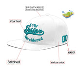Custom White Light Blue-Navy 3D Puff Embroidery Flat Embroidery Casual Sport Baseball Cap