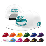 Custom White Light Blue-Navy 3D Puff Embroidery Flat Embroidery Casual Sport Baseball Cap